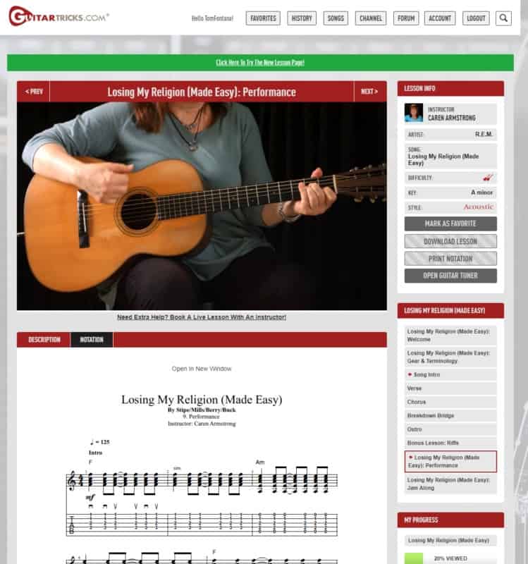 Guitartricks Lesson Page