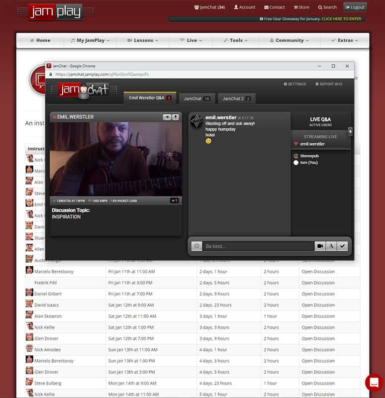 Jamplay Live Chat