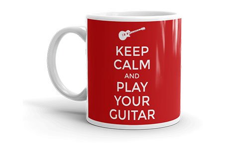 Mug-tastic Tazza In Ceramica "Keep Calm And Play Guitar": Capacità 312ml, Manico Nero, Decorata A Mano, Adatta A Microonde E Lavastoviglie