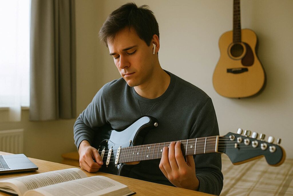 College Student Playing Guitar